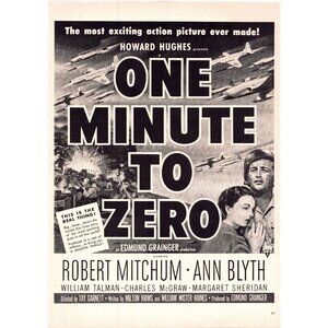 1952 One Minute to Zero War Movie Promo Poster Vintage Print Ad 50s Wall Art